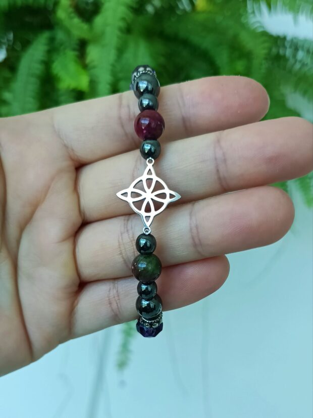 Pulseira Nó  da Bruxa com pedra Hematita - Imagem 5