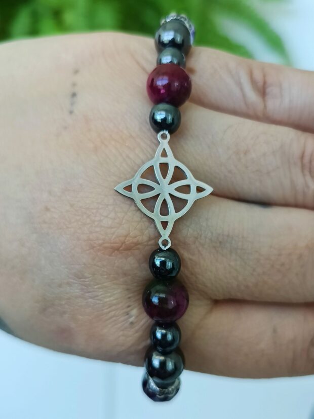 Pulseira Nó  da Bruxa com pedra Hematita - Imagem 6